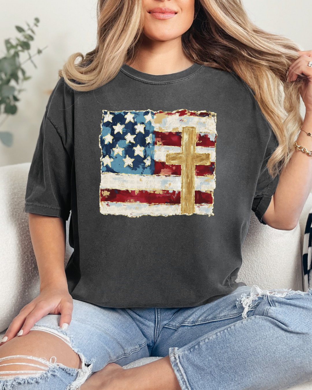 American Flag with Cross