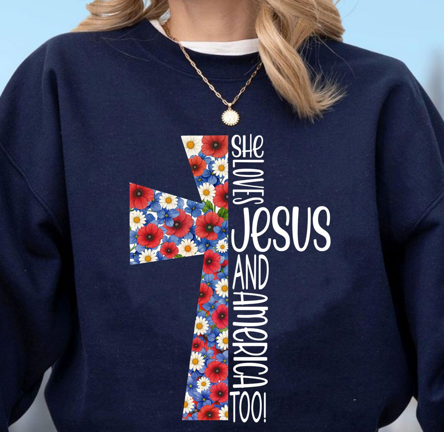 She Loves Jesus Floral Cross