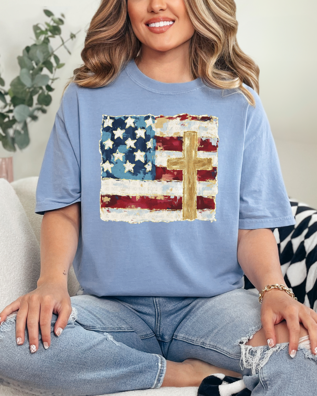 American Flag with Cross