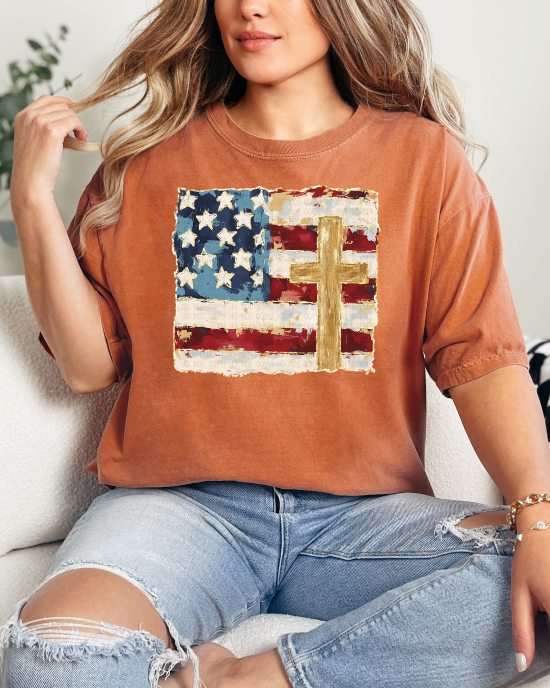 American Flag with Cross