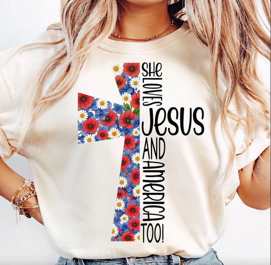 She Loves Jesus Floral Cross